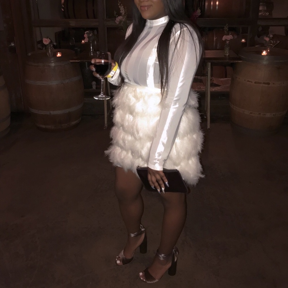 White Feather Skirt Dress